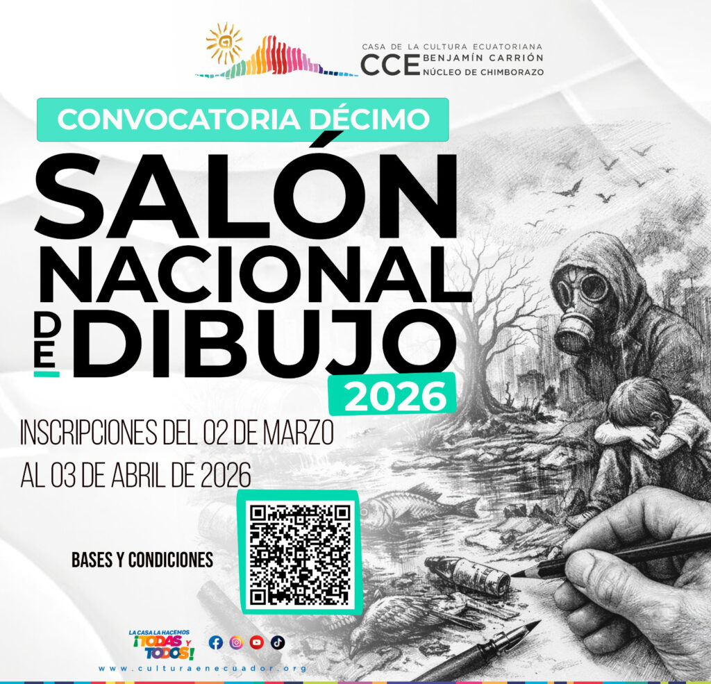 La Casa de la Cultura Ecuatoriana Núcleo de Chimborazo invita a artistas de todo el territorio nacional a participar en el 𝐗 𝐒𝐀𝐋𝐎́𝐍 𝐍𝐀𝐂𝐈𝐎𝐍𝐀𝐋 𝐃𝐄 𝐃𝐈𝐁𝐔𝐉𝐎 𝟐𝟎𝟐6 ❞𝟐𝟏 𝐃𝐄 𝐀𝐁𝐑𝐈𝐋❞